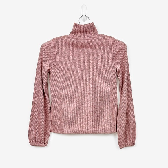 Madewell Bubble-Sleeve‎ Swing Turtleneck Top Size S Heather Rose Ribbed Casual - Picture 2 of 4